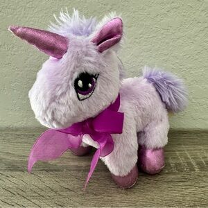 Dan Dee Purple Unicorn Plush Bow 6" Stuffed Animal Toy